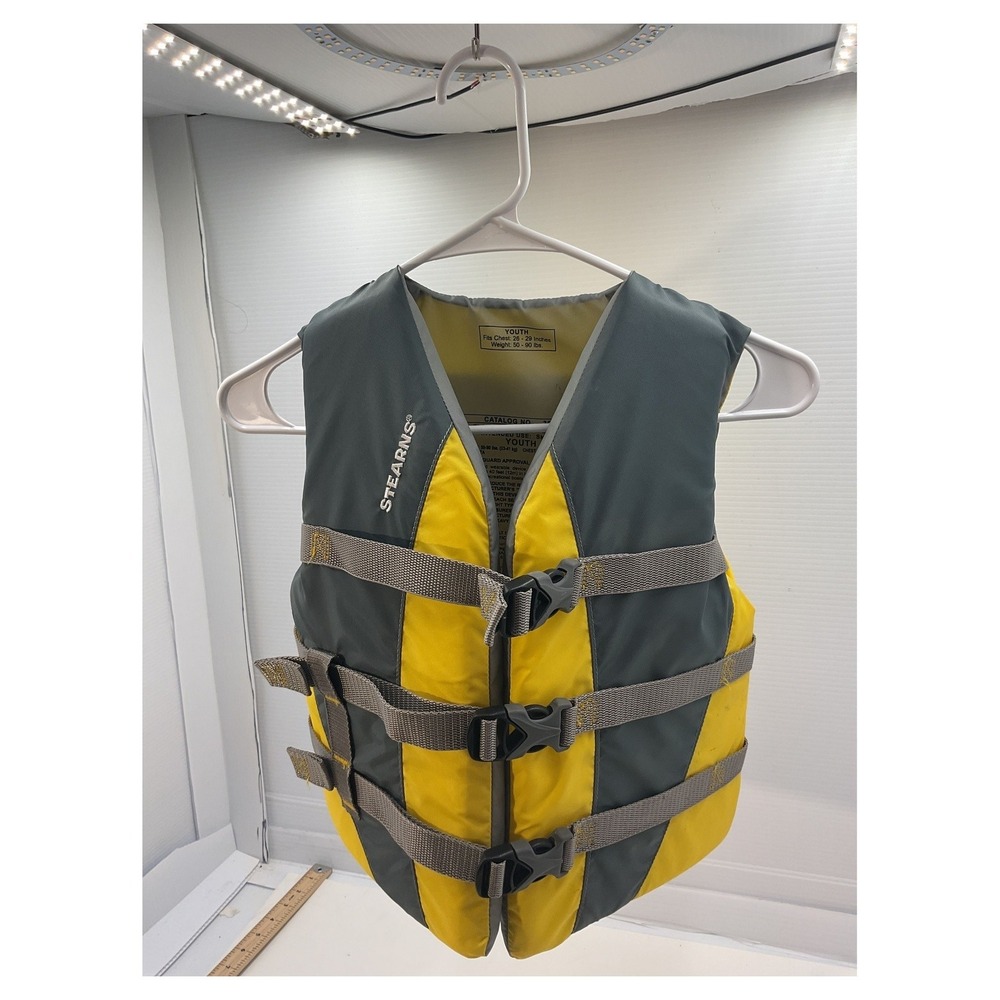 Stearns Youth‎ Life Jacket PFD Type III Ski Vest Yellow Gray